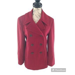 Calvin Klein Button Front coat Red wool size 6 Classic Office Party City